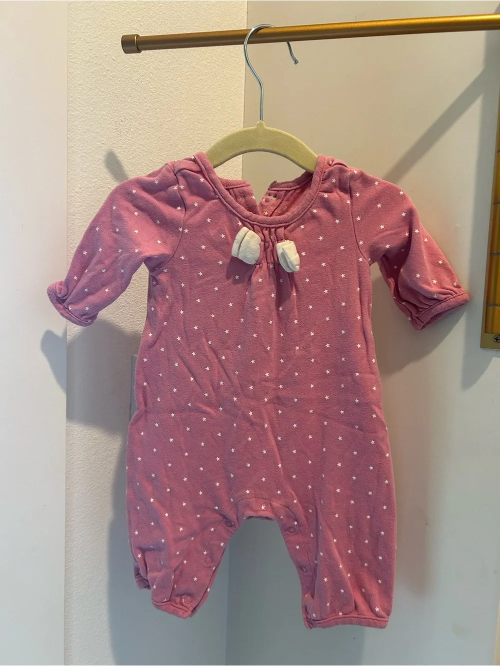 Baby Gap Pink & White Star One-Piece Romper with Bow